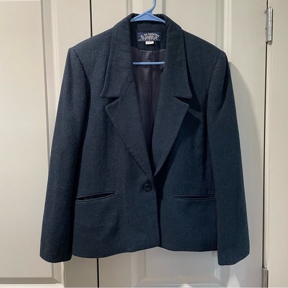 E H Woods Women’s Blazer Jacket Tweed Wool Blend Size 14 Worn One Front Button - Picture 9 of 9
